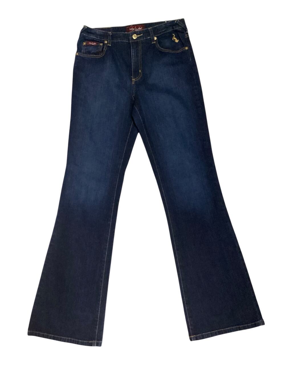 Vintage Baby Phat Dark Wash Bootcut Flare Jeans Gold Logo Y2K size 14
